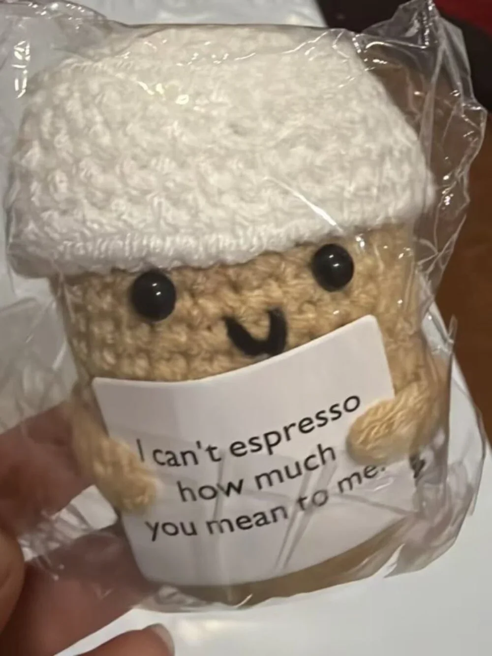 10 PCS Positive Affirmation Crochet Coffee Cup Doll Cute Knitted Ornament